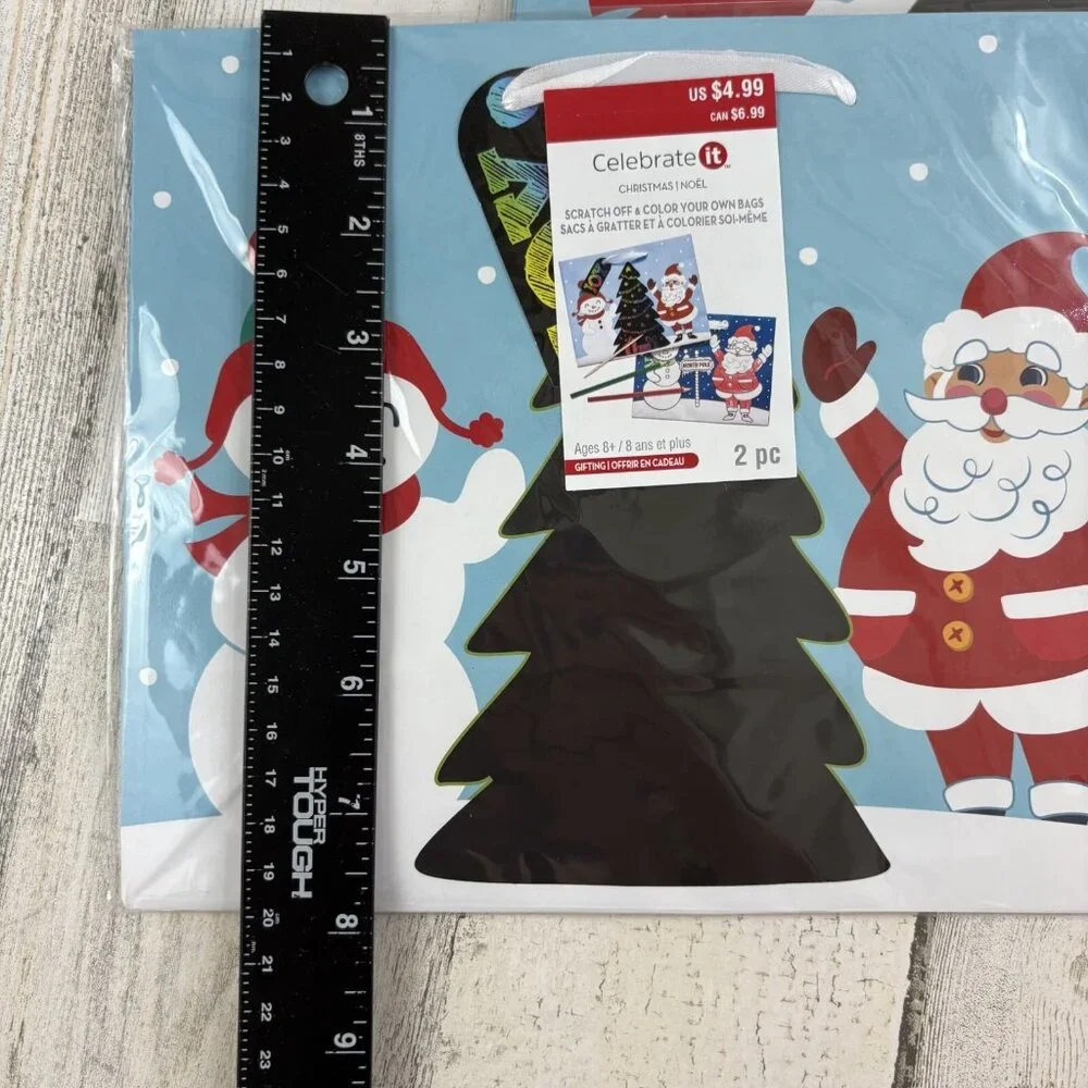 Lot of 8 Packs of 2 Gift Bags Scratch Off Color Your Own Treat Christmas NEW